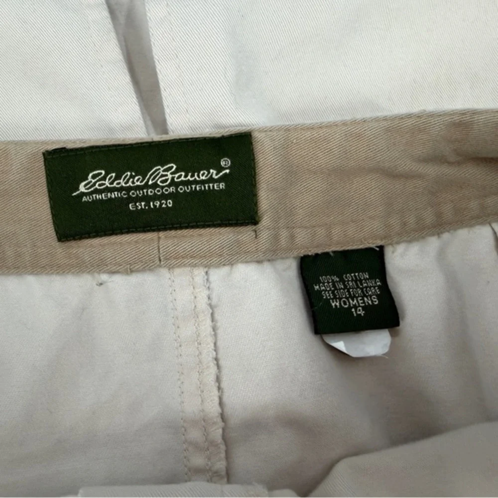 Vtg Eddie Bauer Maxi Skirt Womens 14 Khaki Utility Back Slit Modest Y2K Gorpcore - Picture 10 of 11